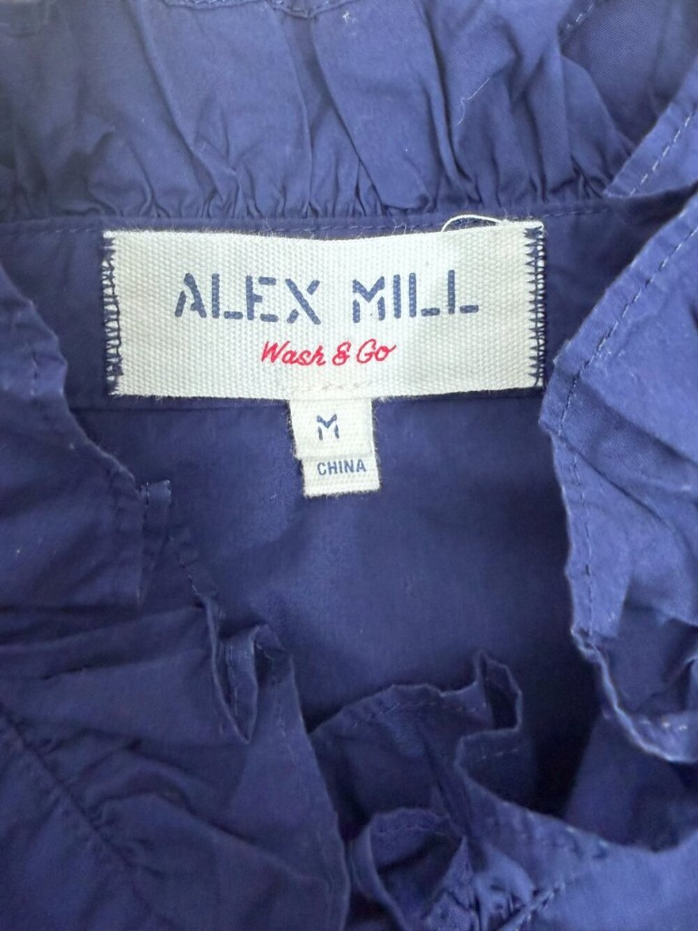 Alex Mill NWOT Easy Paper Poplin Ruffle Shirt Size M in Navy - Picture 6 of 12